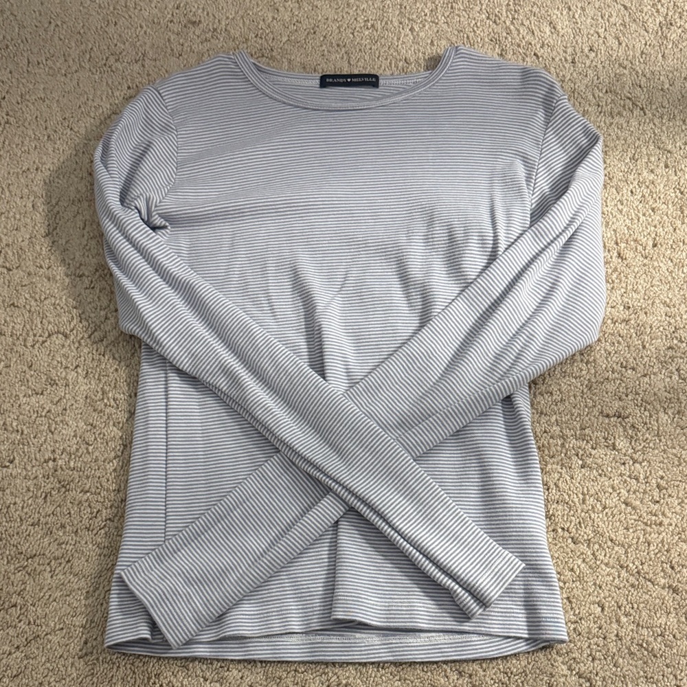 Blue and White Striped Brandy Top